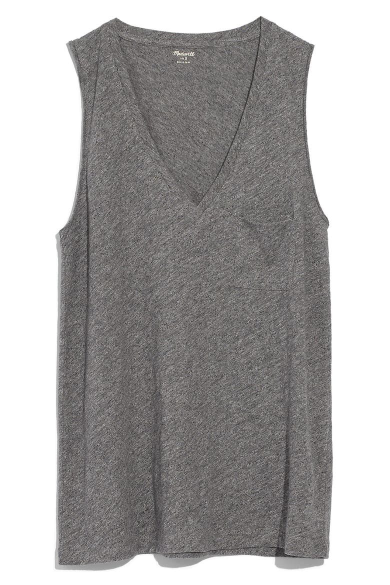 Whisper Cotton V-Neck Tank, Main, color, HEATHER MERCURY