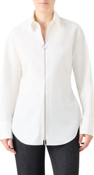 Akris punto Long Sleeve Cotton Zip-Up Shirt