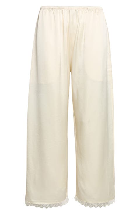 Barb Lace Detail Crop Satin Pants
