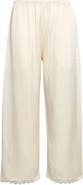 LESET Barb Lace Detail Crop Satin Pants