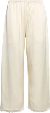 LESET Barb Lace Detail Crop Satin Pants
