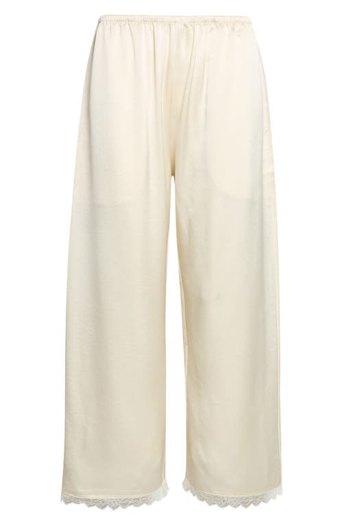 Leset Barb Lace-trimmed Satin Wide-leg Pants In White