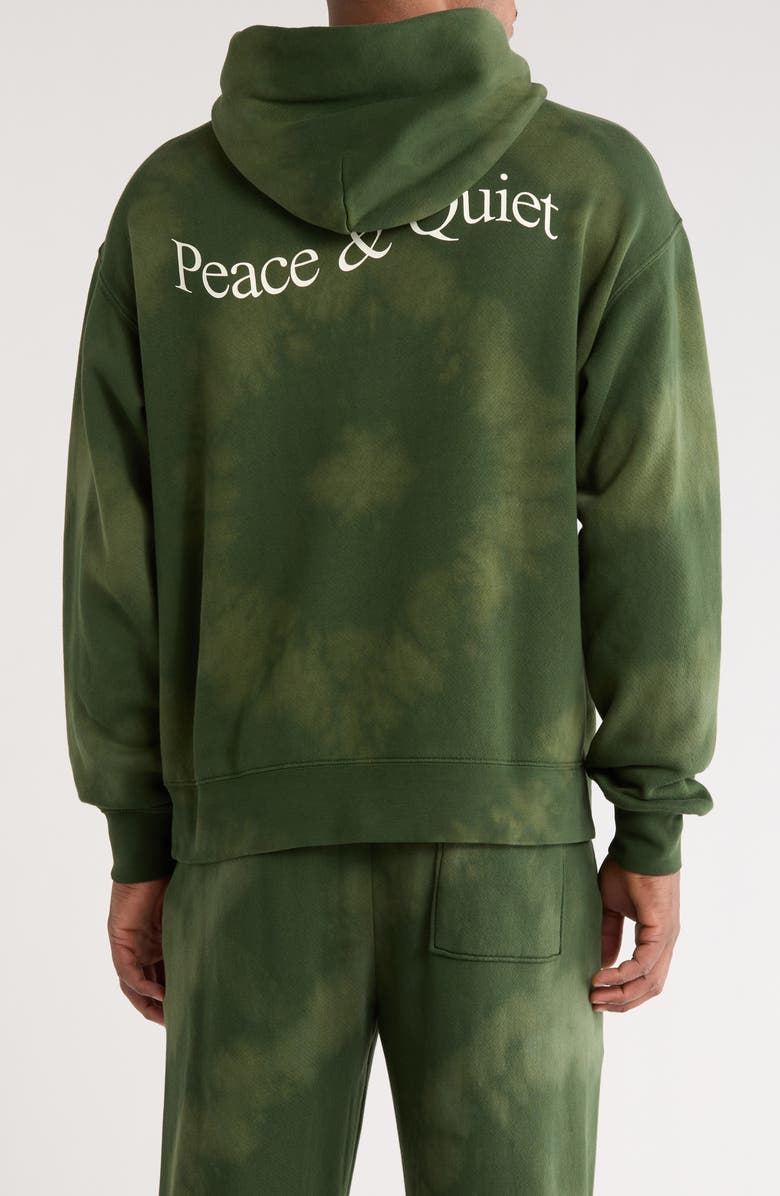 Museum of Peace & Quiet Wordmark Tie Dye Cotton Hoodie, Alternate, color, Forest