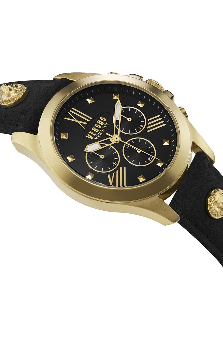 VERSUS Versace Chrono Lion Chronograph Leather Strap Watch, 44mm, Alternate, color,