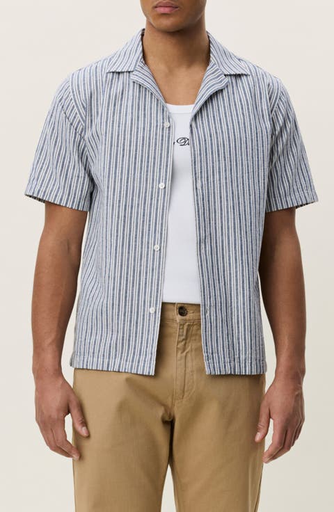 Stripe Cotton & Linen Camp Shirt