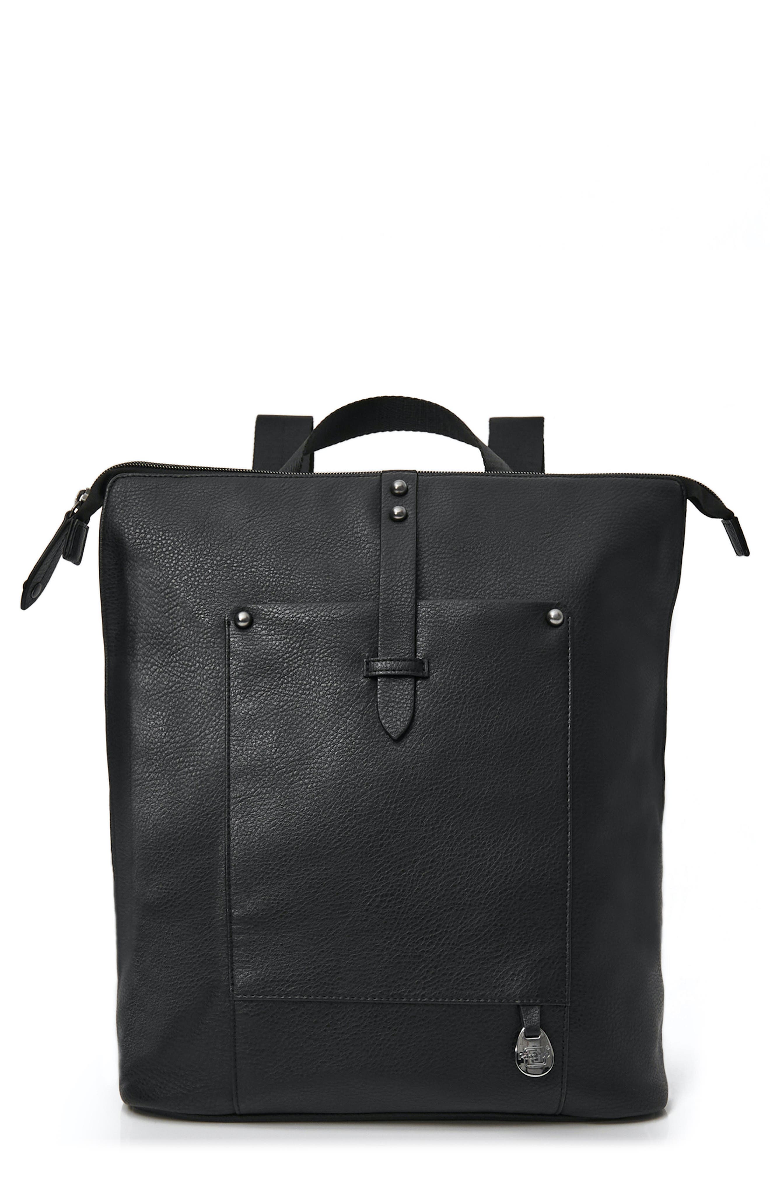 PacaPod Saunton Faux Leather Convertible Diaper Backpack, Main, color, 