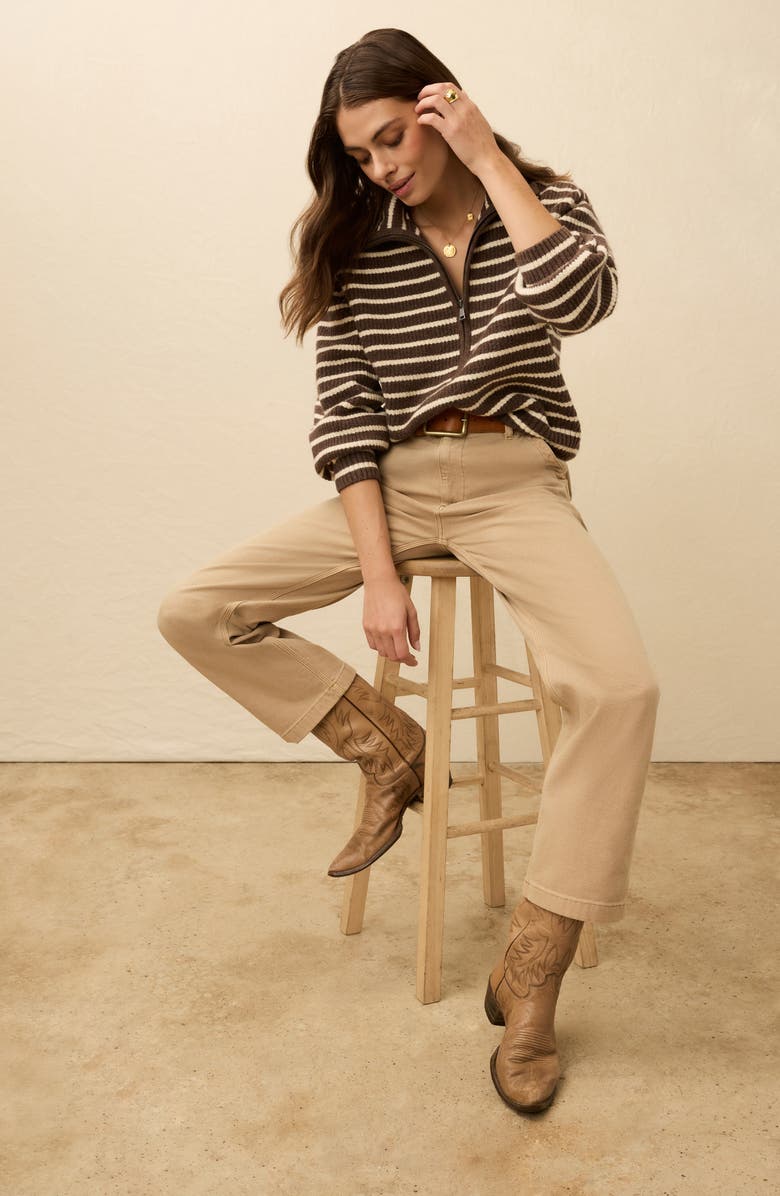 Faherty Jackson Quarter-Zip Organic Cotton Blend Pullover, Alternate, color, Mocha Stripe