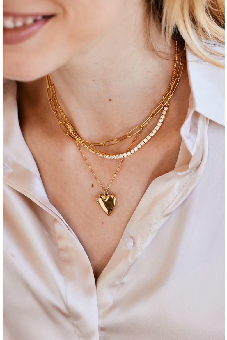 Isabella Set of 3 Tennis Layering Necklaces, Alternate, color, GOLD