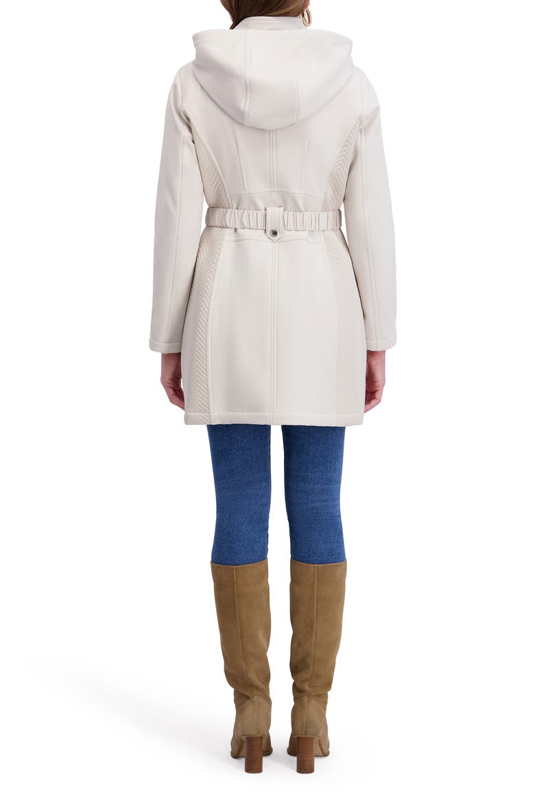 Soft Shelled Hooded Belted Zip-Up Coat, Alternate, color, IVORY