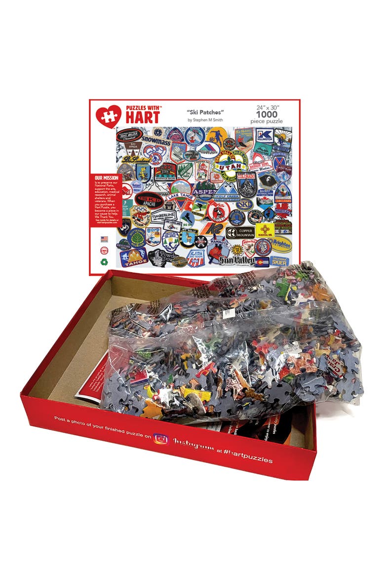 Ski Patches by Steve Smith, 24 x 30 Inches, 1000 Piece Puzzle, Alternate, color, Multicolored