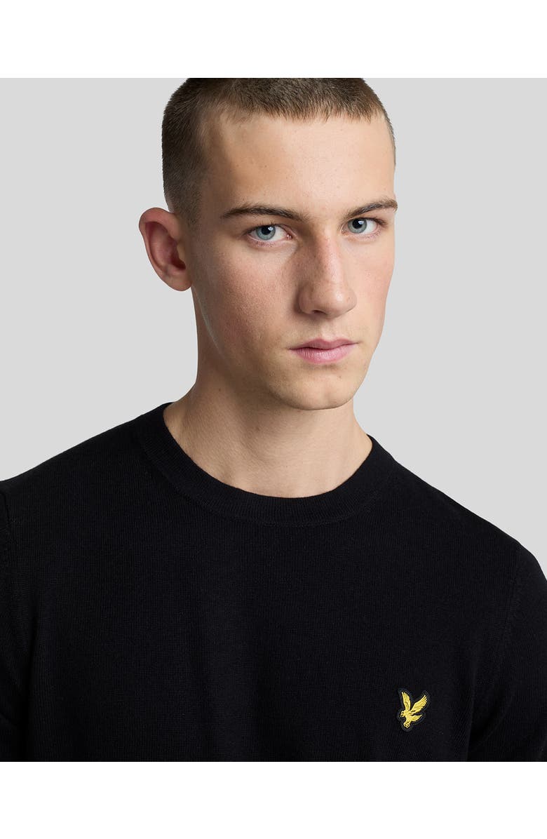Lyle & Scott Cotton Merino Crew Neck Sweater, Alternate, color, Jet Black