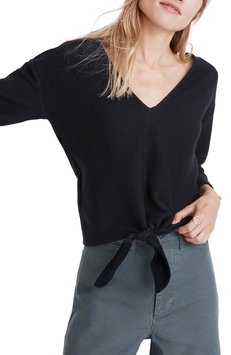 Madewell Texture & Thread Tie Front Top, Main, color,
