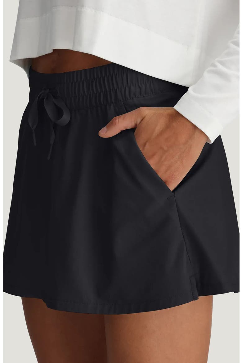 Driftlight Drawstring Miniskirt, Alternate, color, BLACK