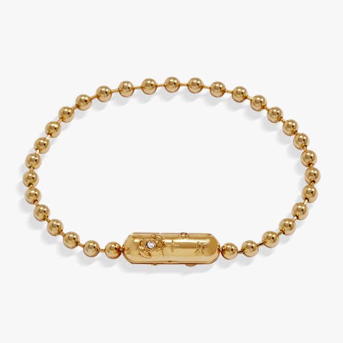 Pisces Zodiac Barrel Bead Bracelet