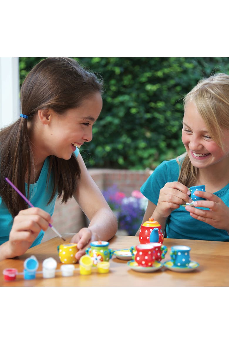 KidzMaker, Paint Your Own Mini Tea Set, Alternate, color, Multicolored