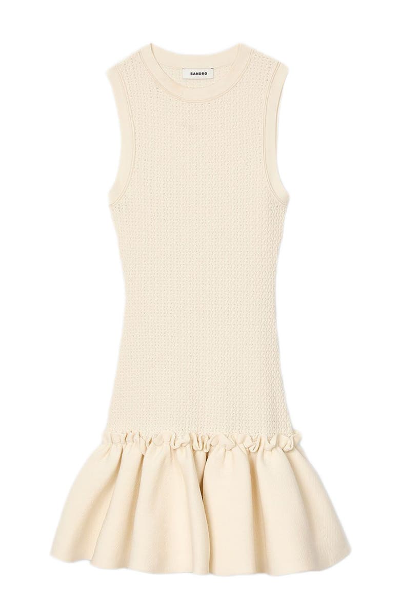 SANDRO Mini knit dress with ruffle, Alternate, color, 