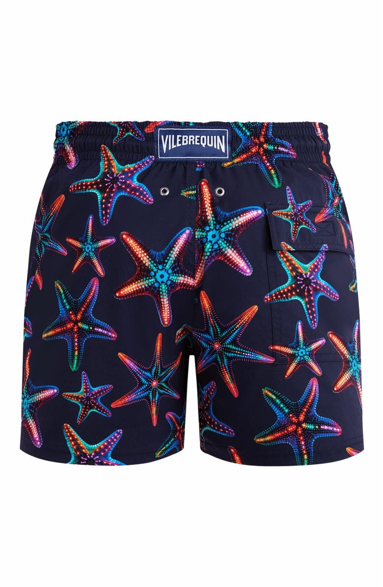 Vilebrequin Men's Disco Stars Stretch Short Swim Shorts, Alternate, color, Bleu Marine