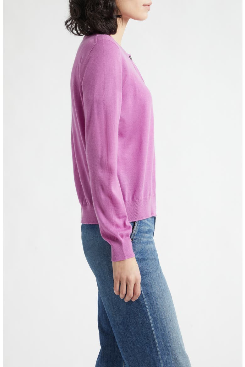 Honor Cashmere Crewneck Cardigan, Alternate, color, WILD ORCHID