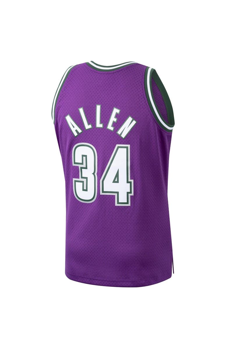Mitchell & Ness Men's Mitchell & Ness Ray Allen Purple Milwaukee Bucks Hardwood Classics Swingman Jersey, Alternate, color, 