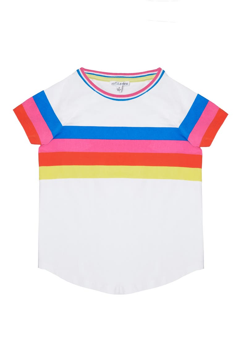 Kim Stripe Organic Cotton T-Shirt, Main, color, OPTIC WHITE