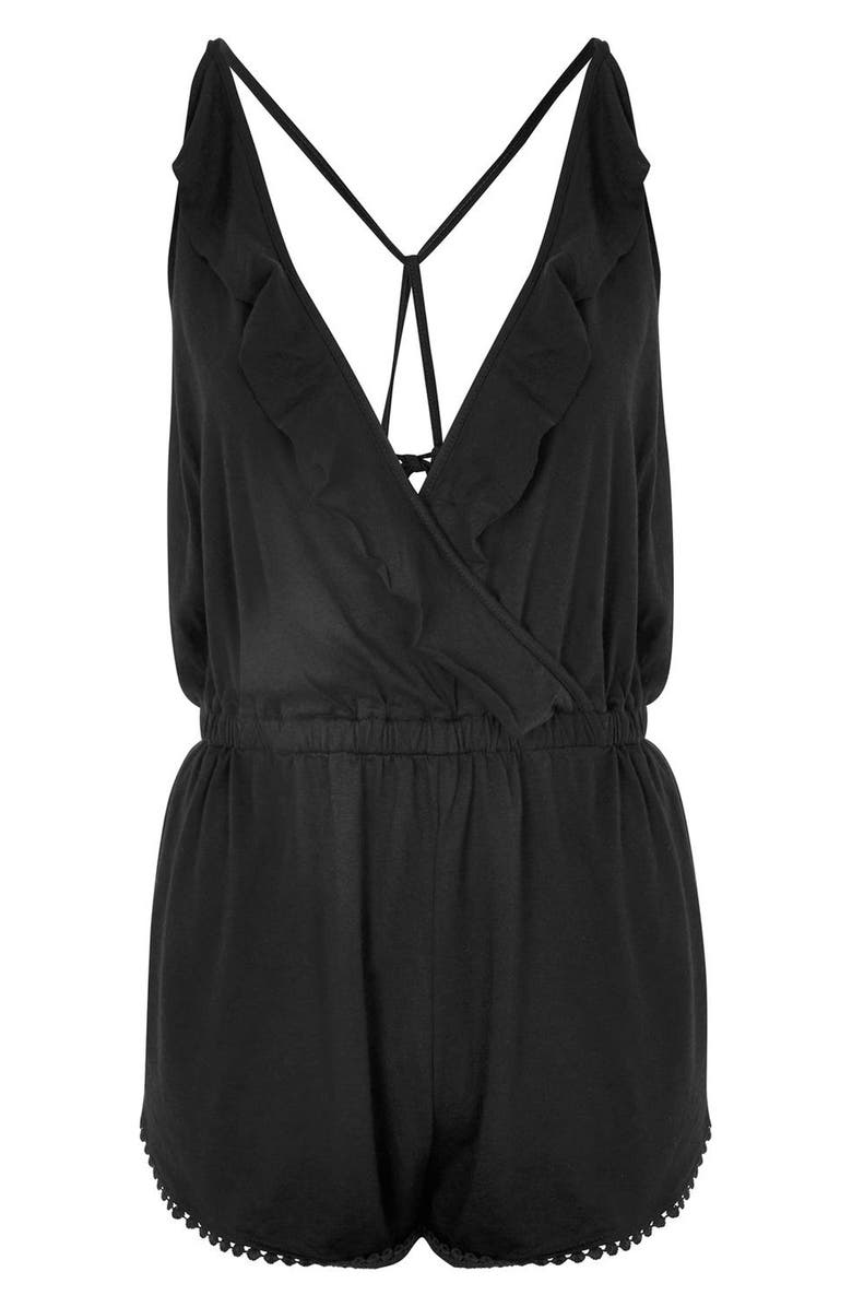 Topshop Jersey Wrap Cover-Up Romper, Alternate, color, 