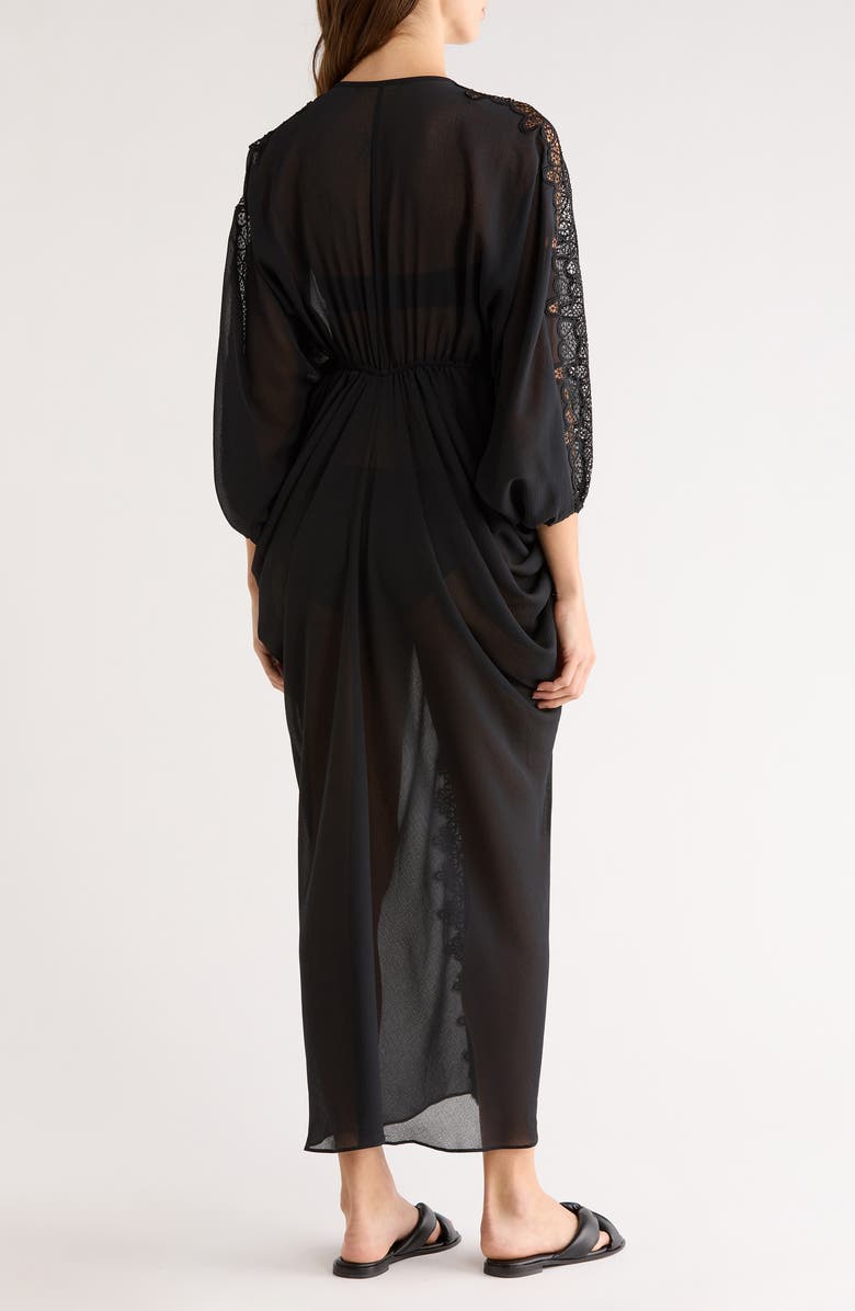 Ramy Brook Bernice Lace Trim Cover-Up, Alternate, color, Black