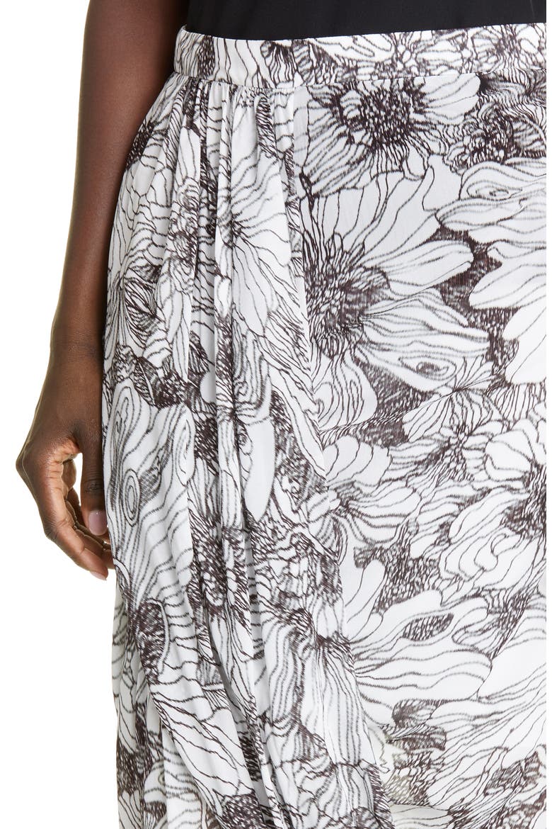 Sabrina Floral Print Midi Skirt, Alternate, color, ECRU 5