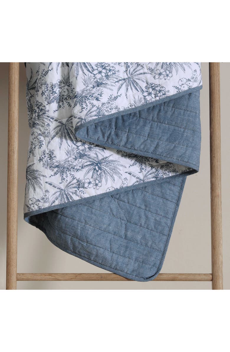 Tommy Bahama Pen and Ink Palm Print Queen Quilt & Shams Set, Alternate, color, Dark Blue