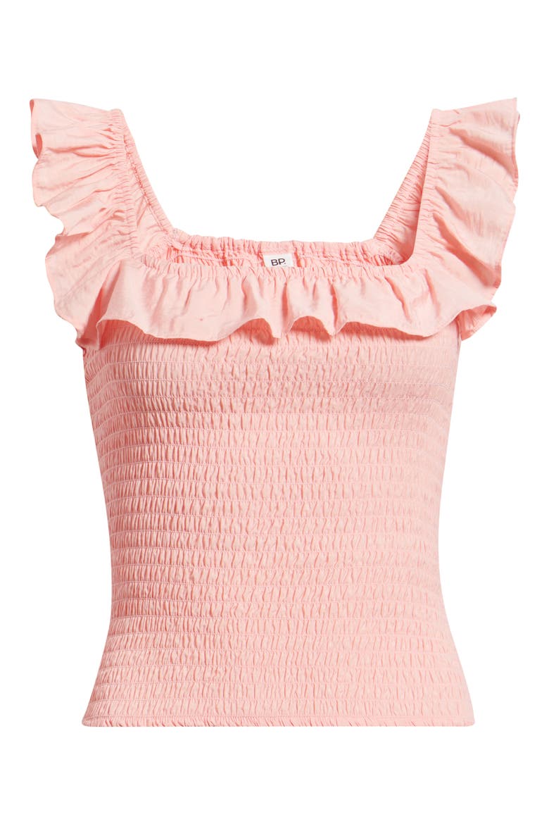 Smocked Ruffle Trim Tank, Alternate, color, PINK QUARTZ