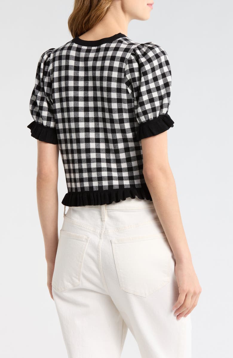 Rails Lora Short Sleeve Cardigan, Alternate, color, Black White Gingham