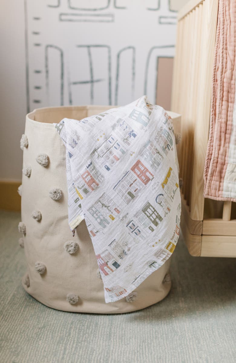 Pehr Pompom Canvas Hamper, Alternate, color, Grey