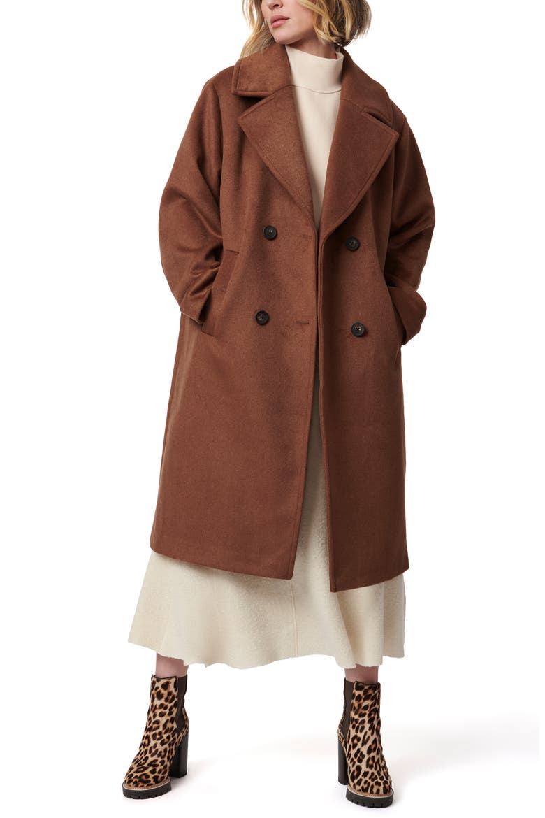 RELAXED WOOL ALPACA BLEND COAT, Alternate, color, CIGAR