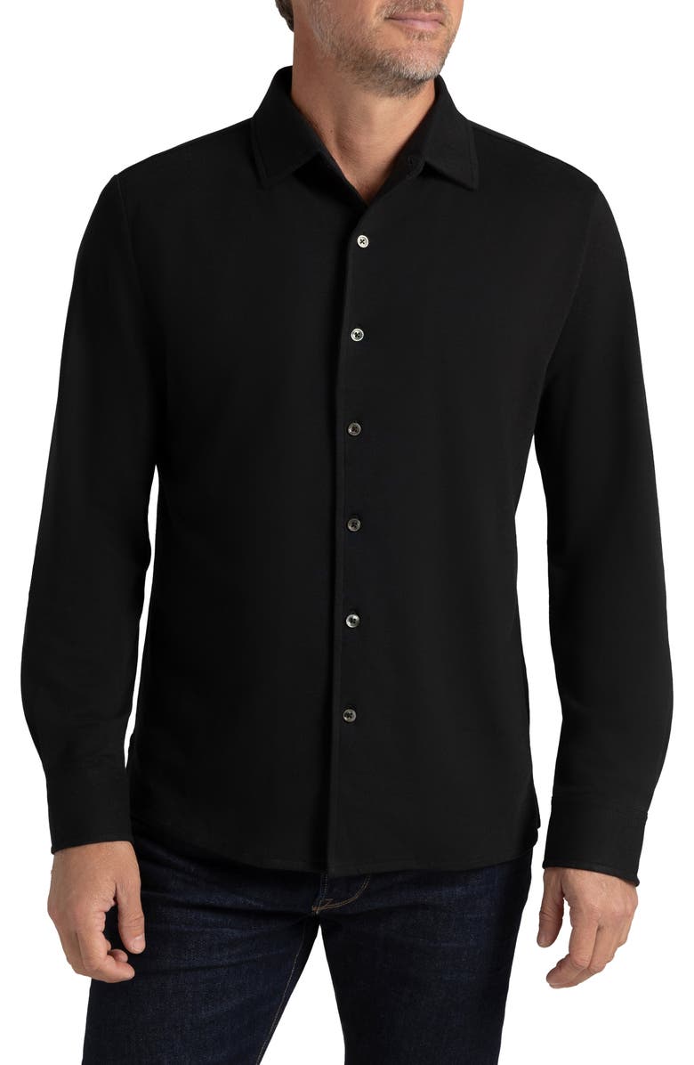 Hypernatural El Capitan Supima<sup>®</sup> Cotton Blend Piqué Knit Button-Up Shirt, Main, color,