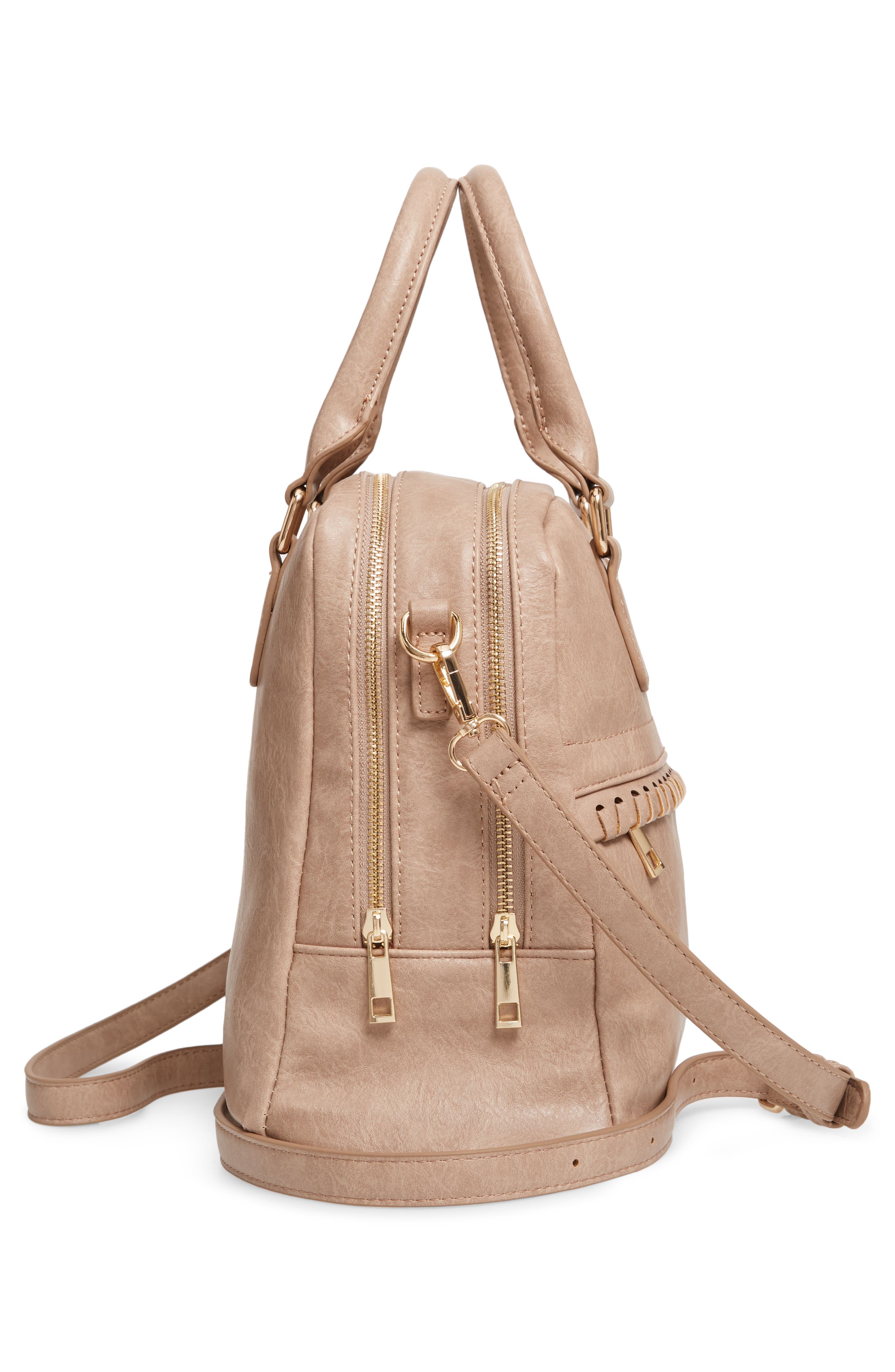 Sole Society Vulin Whipstitch Faux Leather Satchel, Alternate, color, 