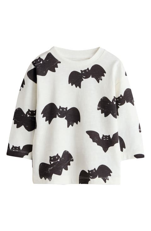 Kids' Bat Print Long Sleeve Cotton T-Shirt