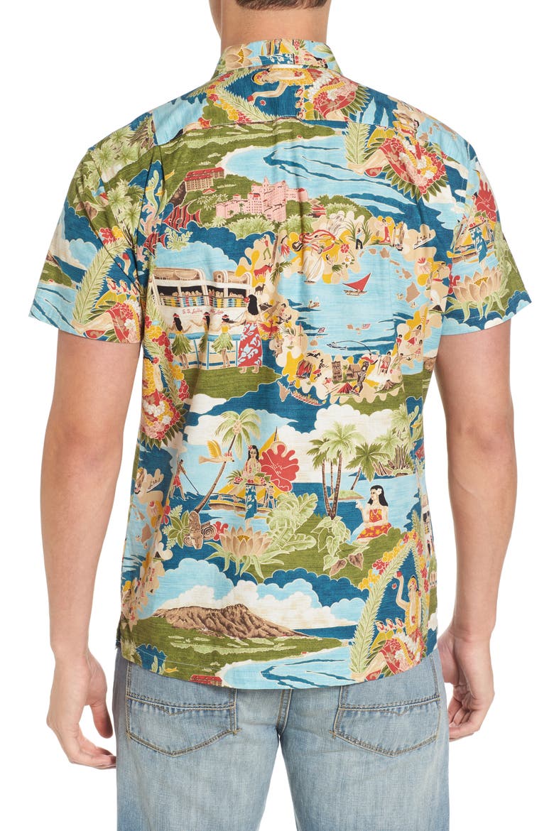 Boat Day Aloha Sport Shirt, Alternate, color, LAGOON