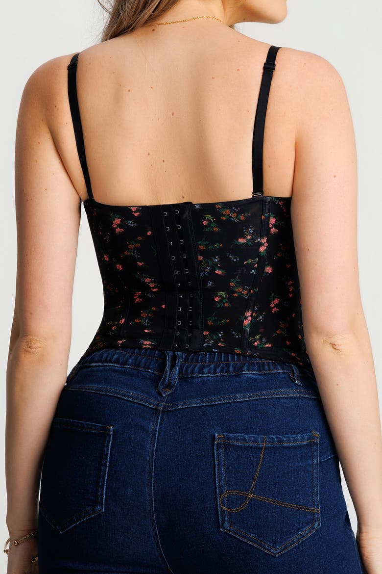 Underwire Snatched Push-Up Lace Flora Convertible Strap Corset Bustier, Alternate, color, Flora