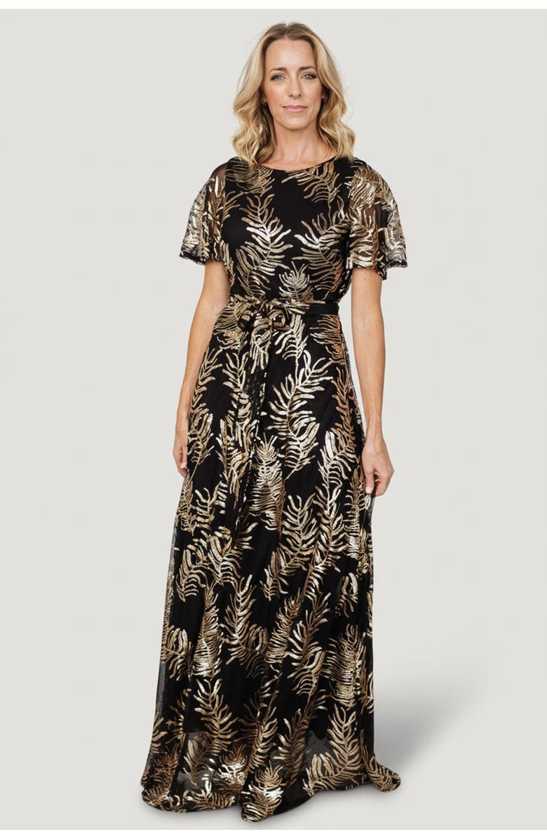 Baltic Born Muse Sequin Maxi Dress, Main, color, Black + Gold