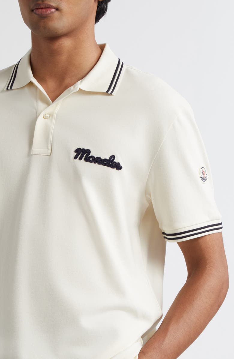 Moncler Tipped Piqué Polo, Alternate, color, Antique White