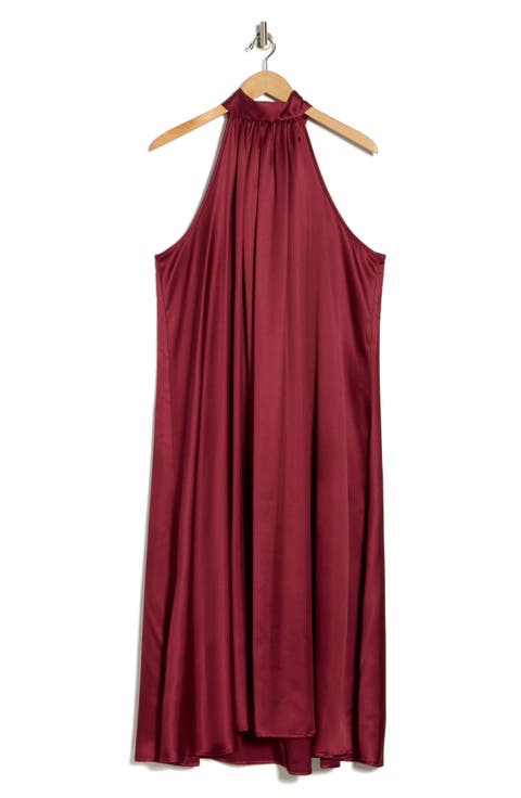 Satin Tie Neck Midi Dress