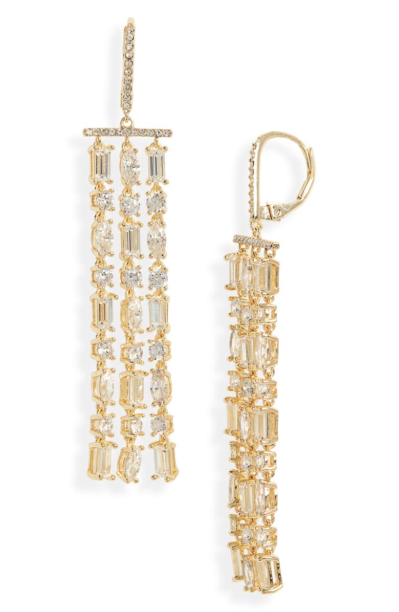 Nordstrom Crystal Triple Linear Drop Earrings, Main, color,