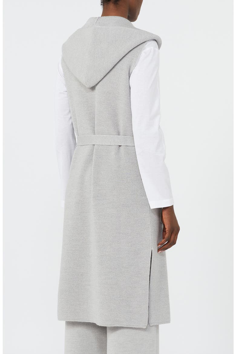 Badesse Tie Waist Hooded Sweater Vest, Alternate, color, LIGHT GREY