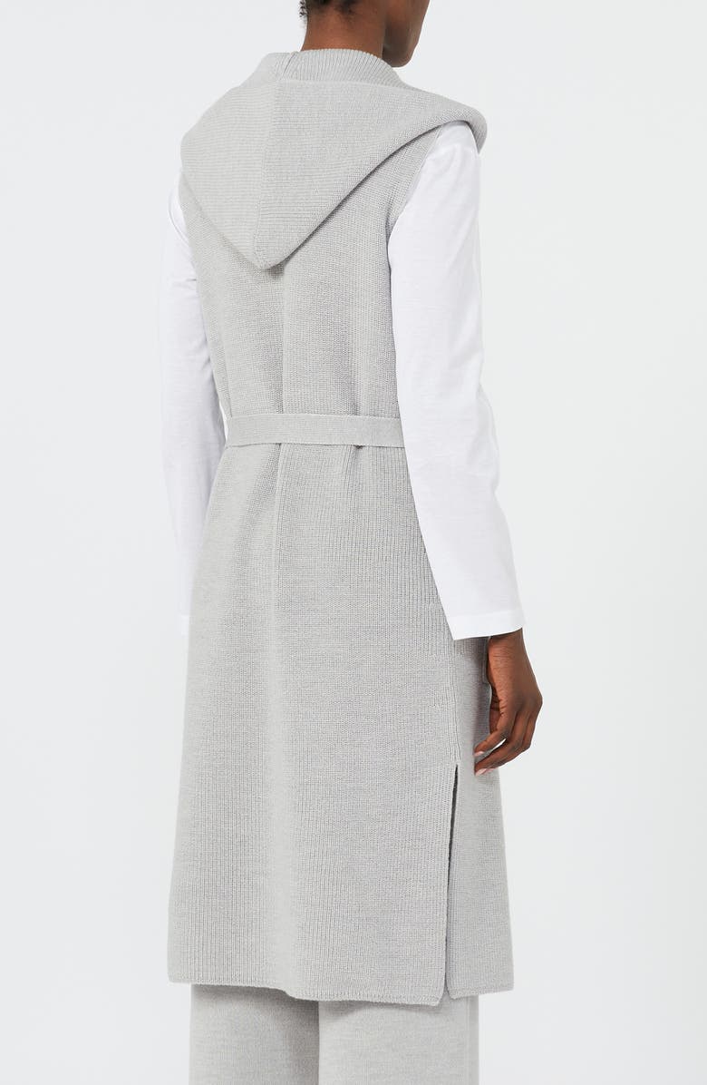 MM by Max Mara Badesse Tie Waist Hooded Sweater Vest, Alternate, color, Light Grey