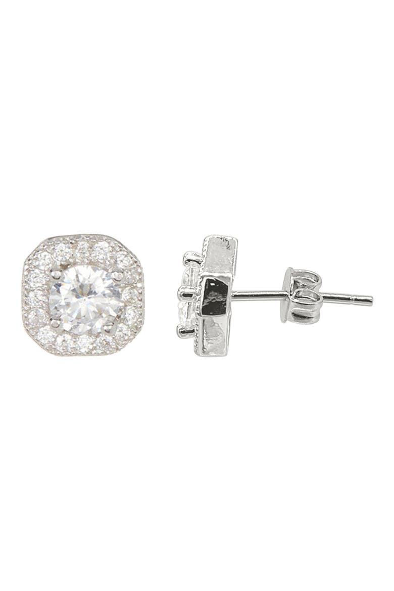 Set of 2 Assorted Crystal Halo Stud Earrings, Alternate, color, SILVER