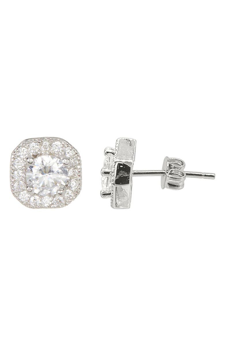 Adornia Set of 2 Assorted Crystal Halo Stud Earrings, Alternate, color, Silver