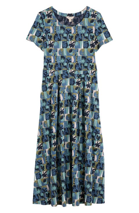 Veronica Floral Stretch Organic Cotton Midi Dress (Regular & Petite)