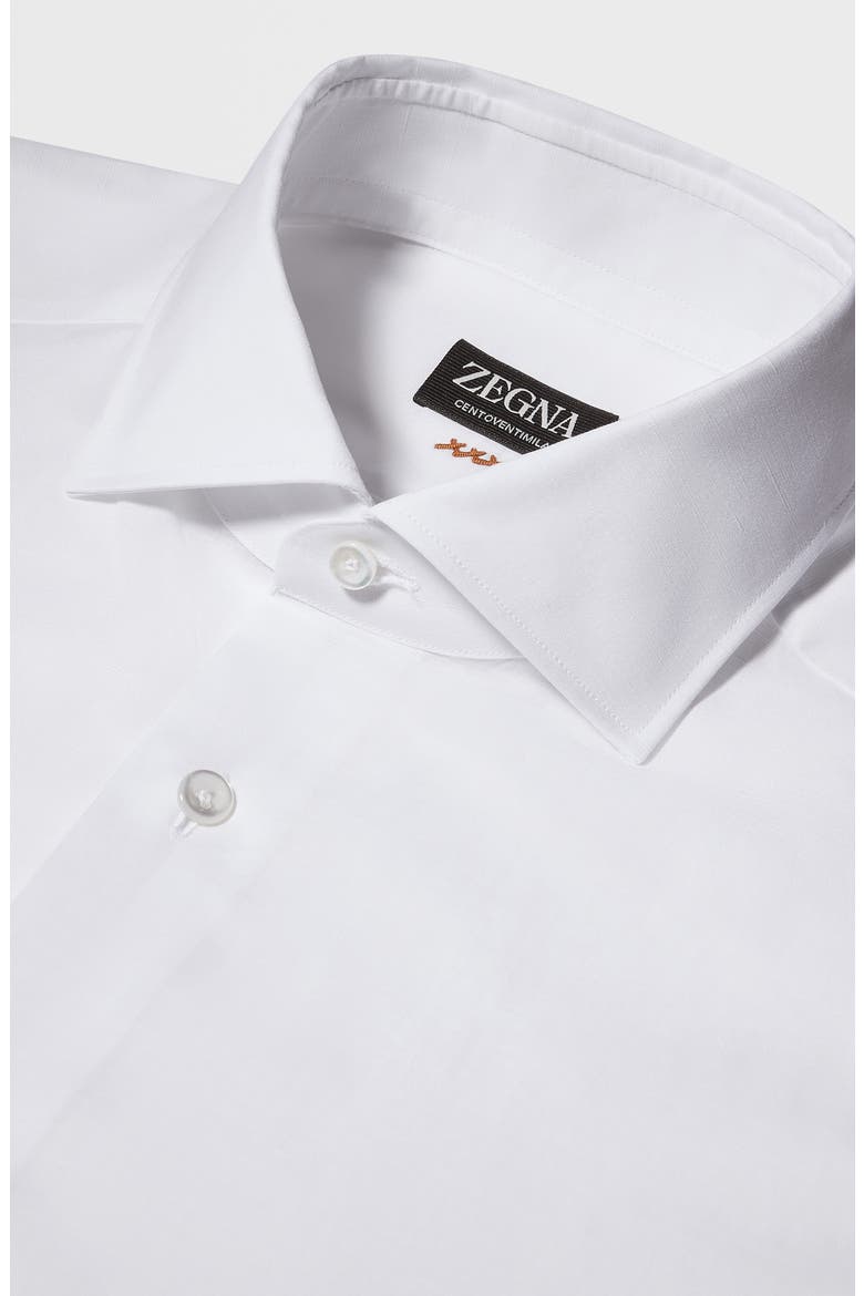 Couture Cotton & Linen Button-Up Shirt, Alternate, color, WHITE