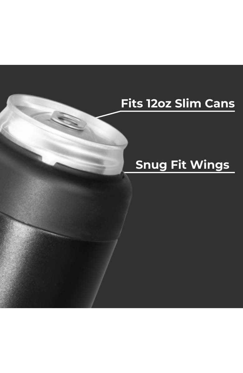 HydroJug Slim Can Cooler 12oz, 2-in-1 Insulated Can Cooler Cup - Stainless Steel, Non-Slip Rubber Base, Alternate, color, Black