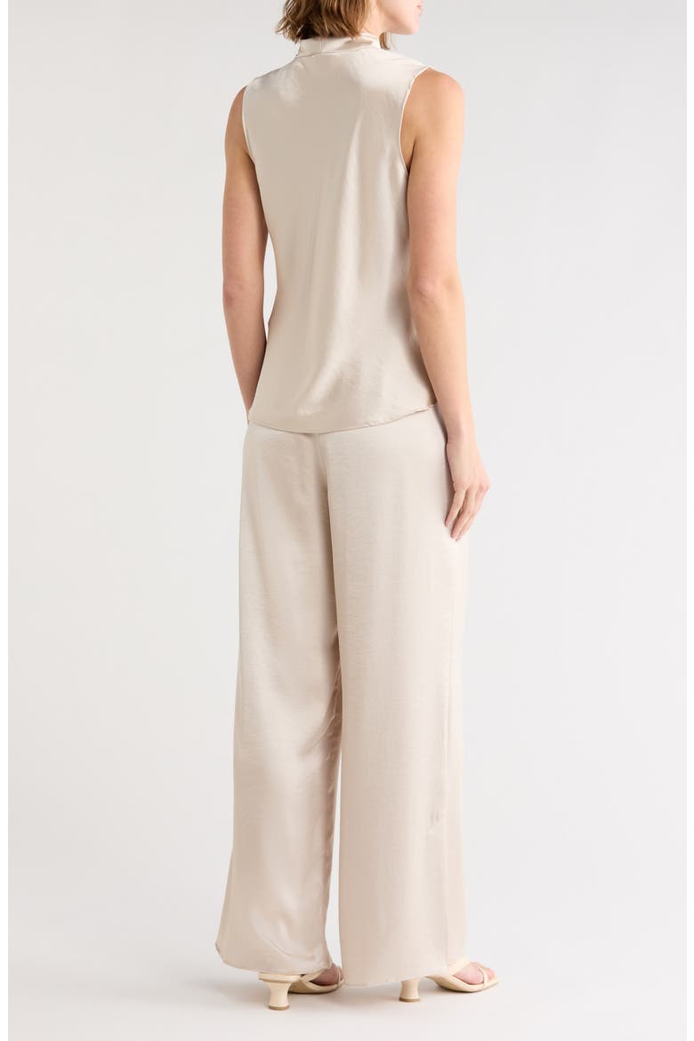 Satin Cowl Neck Top & Pants Set, Alternate, color, NATURAL