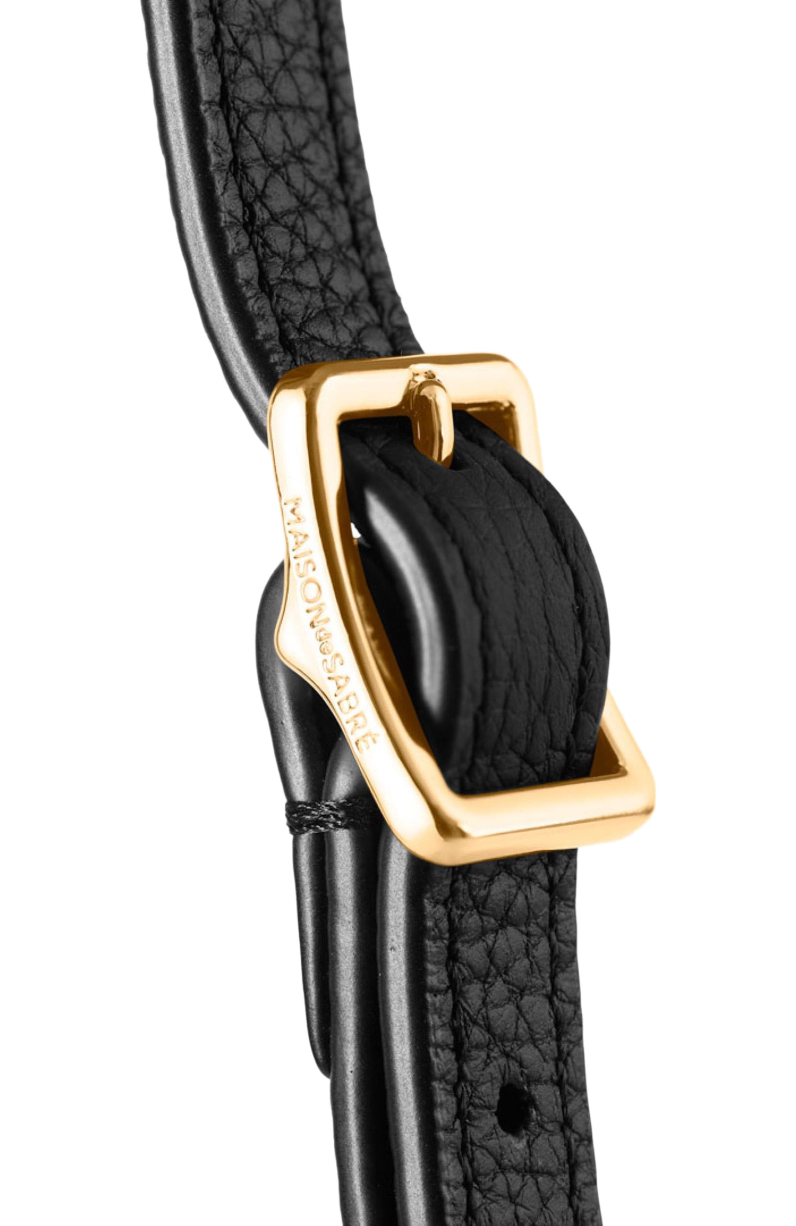 MAISON de SABRÉ Mini Leather Flap Bag, Alternate, color, Black Caviar